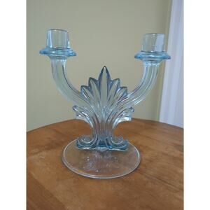 Fostoria Duo Candlestick #2484 Azure Blue